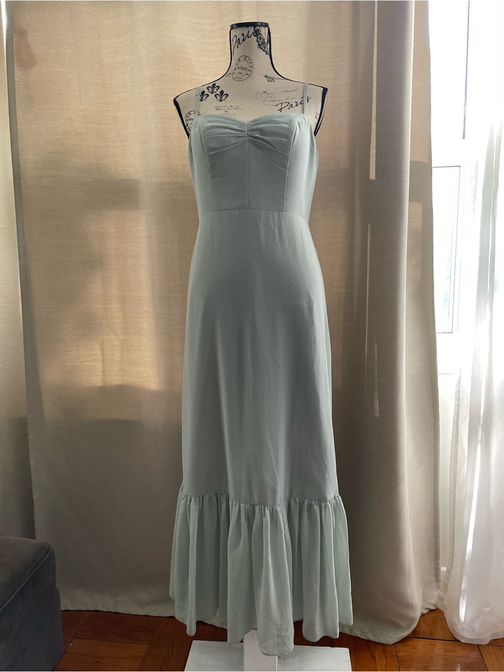 Azazie Mint Green Ruffle-Hem Dress